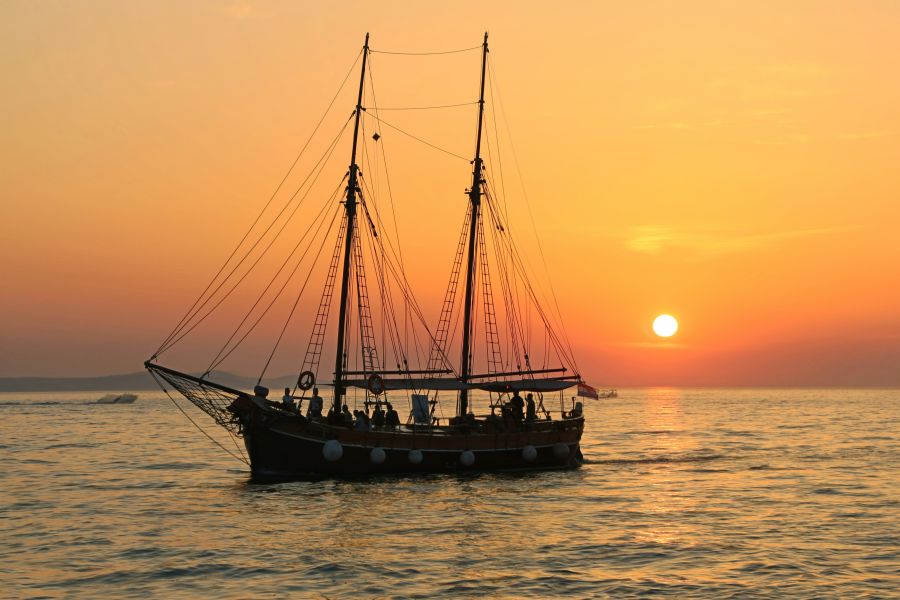 Boat The sailboat and the sunset 