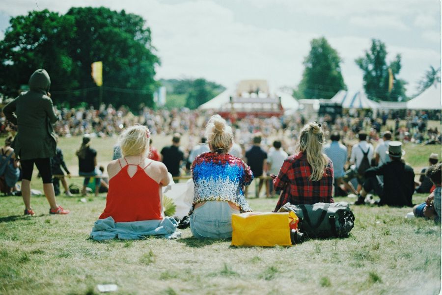 festival summer Young women at a music festival 