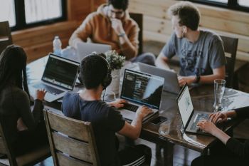 Business startup Team work, work colleagues, working together 