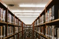 Student life Library shelves 