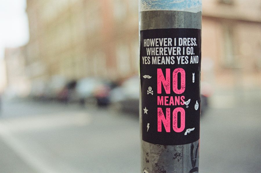 harassment HOWEVER I DRESS, WHEREVER I GO, YES MEANS YES AND NO MEANS NO. Leica R7 (1994), Summicron-R 2.0 35mm (1978). Hi-Res analog scan by www.totallyinfocus.com – Kodak SO-553 100 (expired 2007)