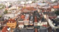 Rain weather Groningen cityscape view through rain window netherlands,groningen,rain window