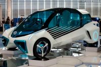 Hydrogen event A Toyota hydrogen fuel cell concept vehicle on display at Megaweb Toyota City Showcase in Tokyo. 