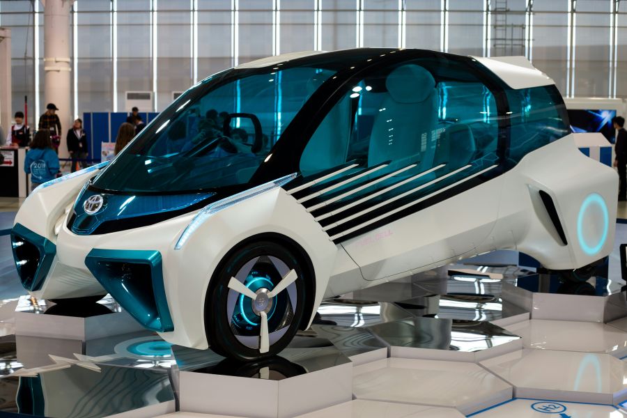 Hydrogen event A Toyota hydrogen fuel cell concept vehicle on display at Megaweb Toyota City Showcase in Tokyo. 