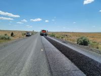 Highway Maintenance Asphalt paving with cold mix asphalt. frenchglen,usa,or