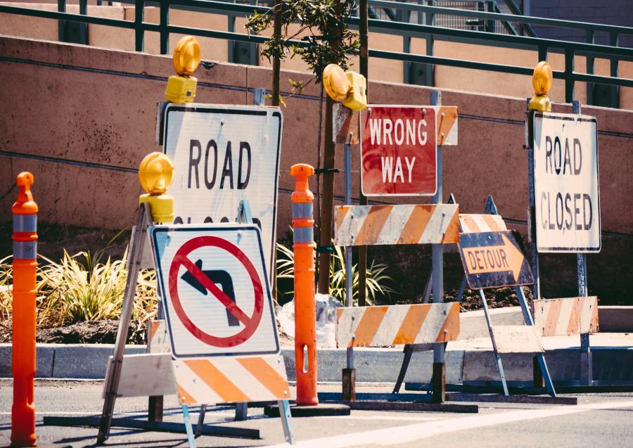 Roadworks  sign,los angeles,united states