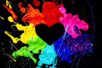 Paint splatters This was a fun and messy project. A neon splatter paint heart.  art,cool,neon colors