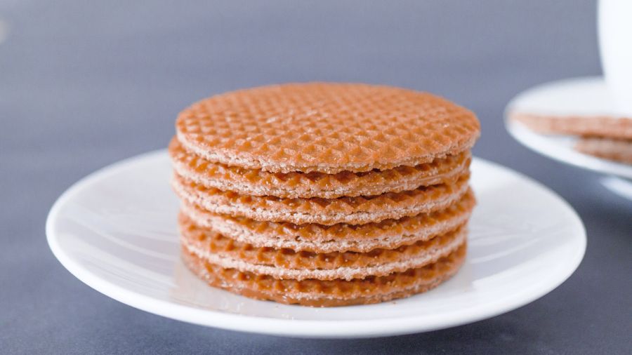 Cookies caramel Close up of traditional Dutch cookies stroopwafels grey,caramel,cookies