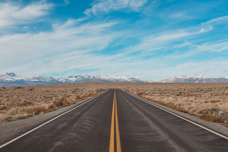 Highway traffic Long road into the mountains highway,road,mono lake