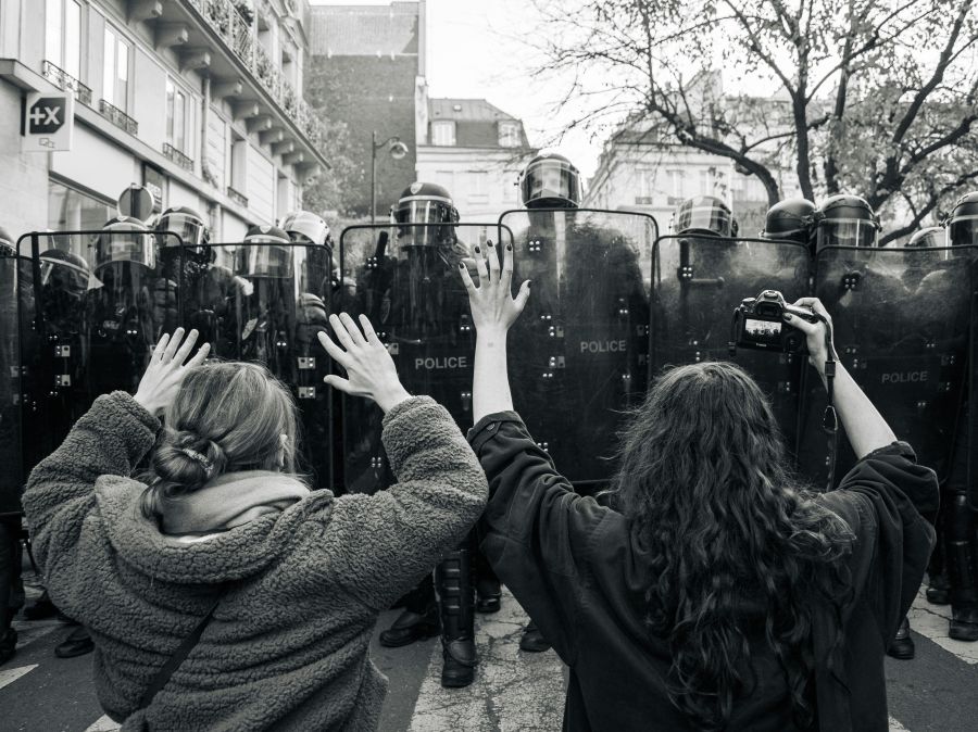 Police law Manifestation contre la loi sécurité globale. December 2020. (Instagram: @koshuphotography) *Disclaimer: Publishing with no intent to harm any protester or officer's physical or mental integrity. police,france,protest