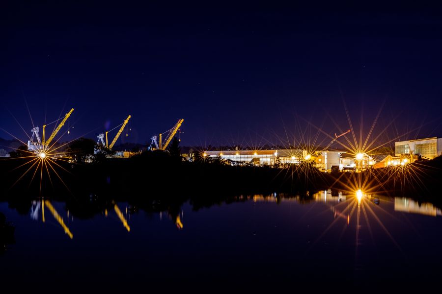 Submarine Naval Portsmouth Naval Shipyard at night. portsmouth naval shipyard building 86,kittery,me