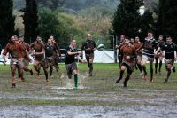 Rugby Team Partido disputado el 12-02-2017 bajo una intensa lluvia entre el Rugby Facultad de Económicas Málaga y el Club de Rugby Málaga B en el Bahías Park de Marbella. rugby,game,lluvia