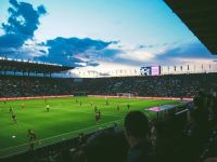 Soccer Football game from crowd 