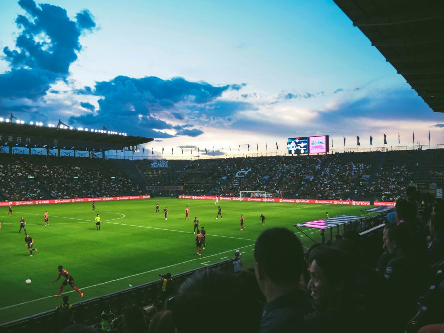 Soccer Football game from crowd 