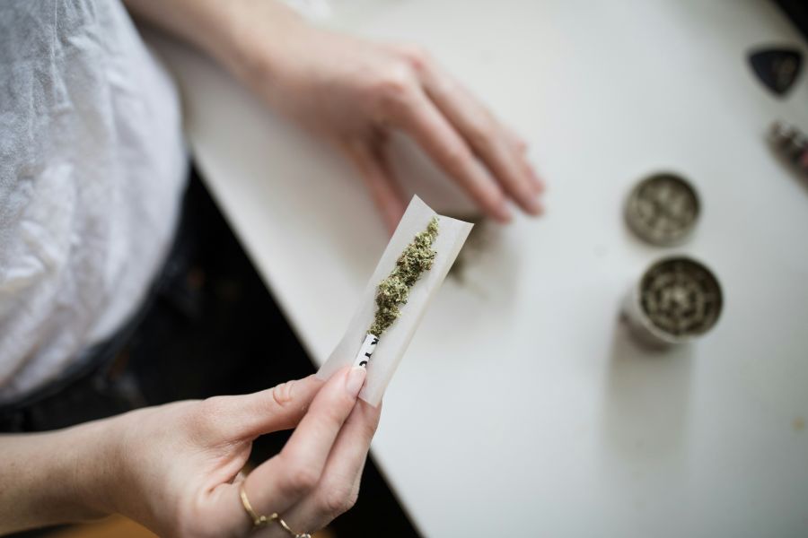 cannabis Woman make cannabis joint 