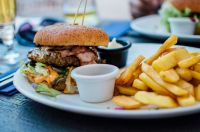 Burger burger on plate food,burger,fries