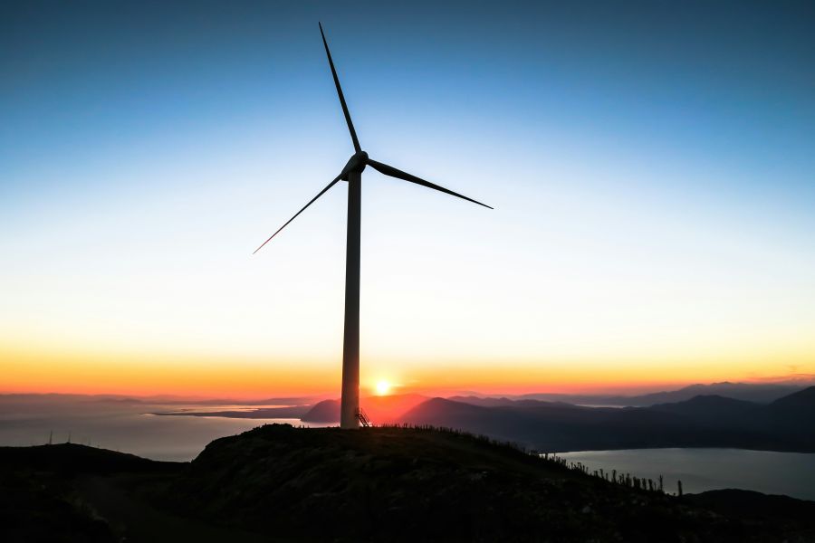 Wind sunset below Patras windmill 