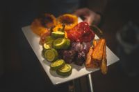 Zucchini Vegetables baked in the oven — sweet peppers, carrots, onions and zucchini. 