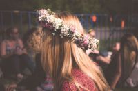 Boho Festival Blonde woman in a floral headband gdynia,girl,young