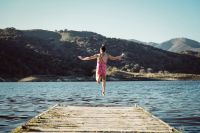 Summer activities Jumping Off the Dock jump,leap,girl