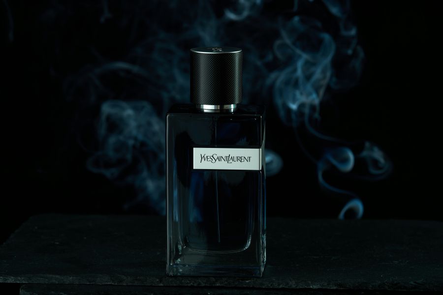 Laurent Wauquiez Parfum Eve Saint Laurent on black background belarus,minsk,laurent