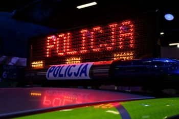 Police open A police vehicle on display at a Security and Safety Expo (Polsecure) in Kielce, Poland 