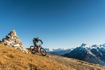 Mountain race Biking the Nockspitze close to Innsbruck, Austria. 