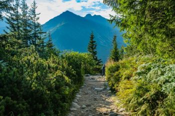 Mountain trail View on high mountains in Tatry