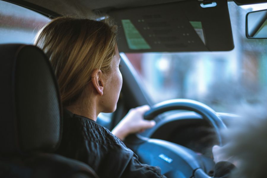 Driving license Young woman driver. 