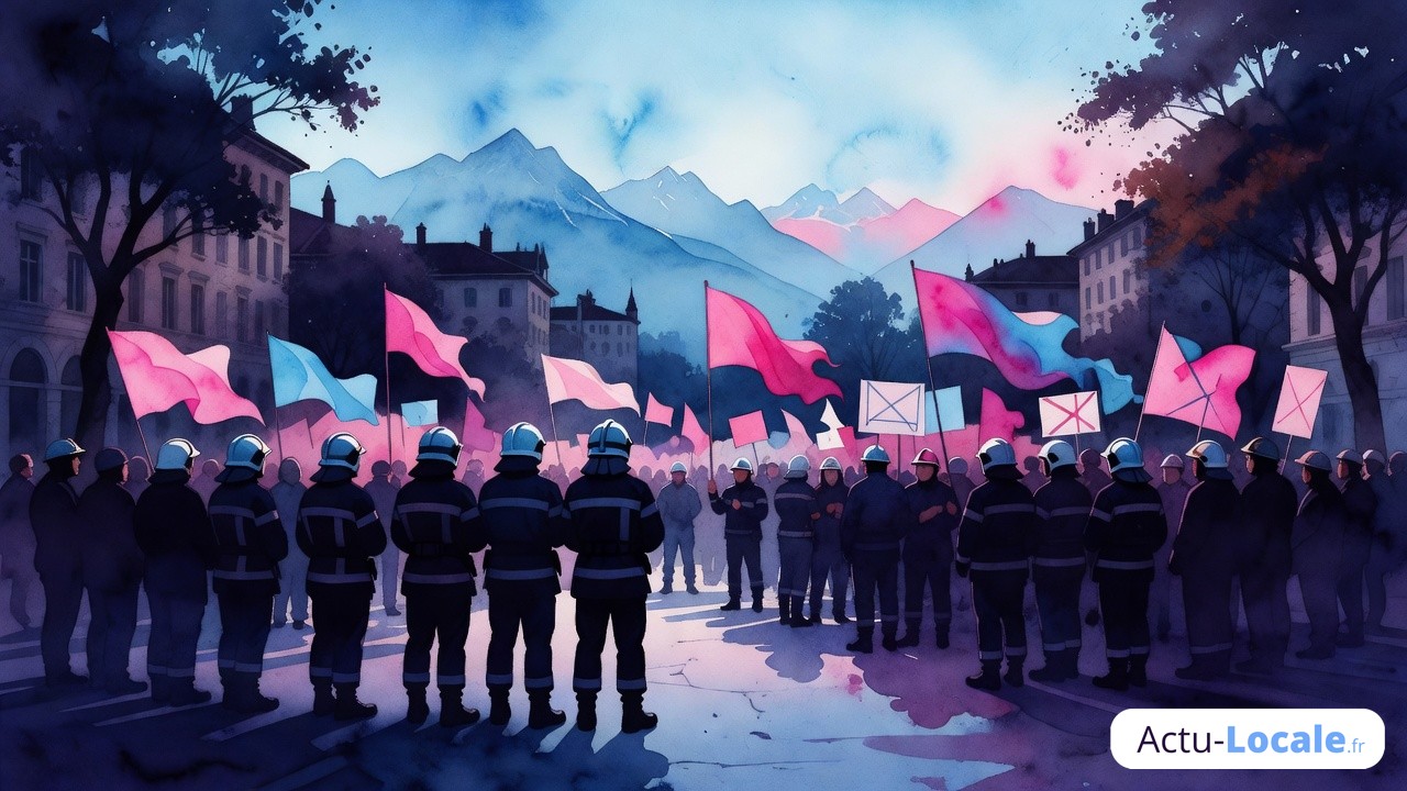 Firefighters protest  