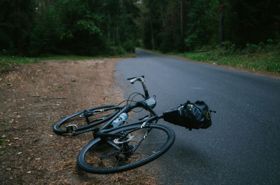 Cycling accident  grey,bicycle,forest