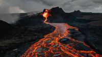 volcano Recent Fagradalsfjal volcanic eruption in Iceland.  