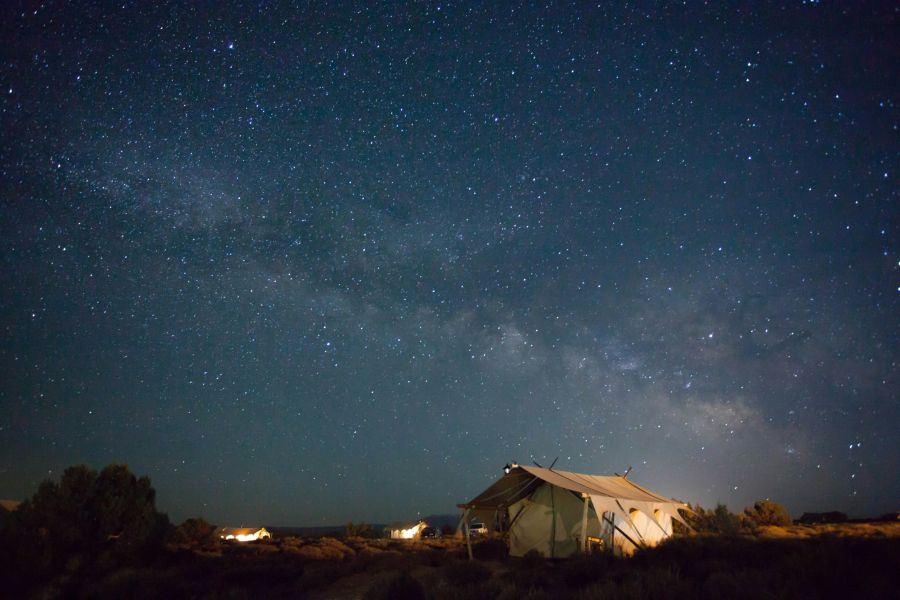 Camping campgrounds We camped at this camp site which is called Canvas Under Moab that is close to Arches National Park. It was 11:30 PM. We checked in and get settled down. When looked up, we were astounded by how clear it was to see the full sky of stars. I grabbed my gear and took shots continuously. I am glad that we booked this. camping,night,grey