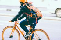 Bicycle safety Orange cyclist wellness,puma,commuter