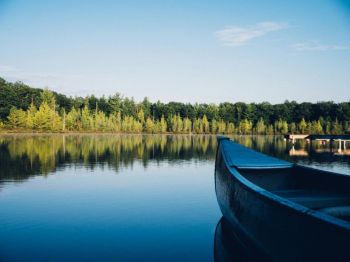 Lake Paladru Boat’s bow on a lake boat,trees,adventure