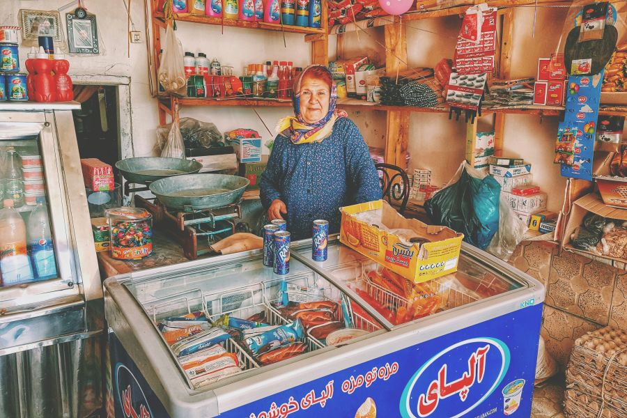 Village shop A kind old woman working in a local shop 