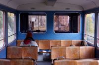 Transportation Commute At the back of a train france,chamonix,sit