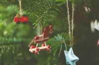 Christmas tree Christmas tree handcraft vintage wooden decoration. Made with analog vintage lens, Helios 44M 2.0 58mm (Year: 1977) 