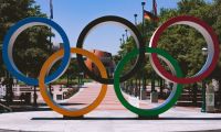 Olympics Olympic Rings at Centennial Olympic Park in Atlanta, Georgia olympic rings,olympics wallpaper,olympic games