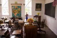 school renovation At Indian Cave State Park in Nebraska, there is a small village that has been restored, one building is an old-time schoolhouse – not much to look at from the outside but well-maintained inside. 