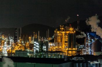 Chemical plant A night view of chemical factories in Yeosu Korea 