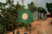 Identity Exile Standing strong in exile, the Rohingya flag flies as a symbol of identity, Refugee, Flag, Myanmar, Persecution, HumanRights, CampLife, Stateless, Solidarity, Identity, Hope, Struggle, Justice, Displacement, Resilience, Community, Activism, Survival, Freedom, Advocacy, 