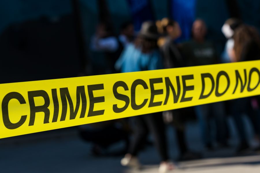 crime scene Yellow crime scene do not disturb tape roping off an area. Please note that this was actually from a tv show that I worked on, so no one was actually hurt in the making of this photo. 