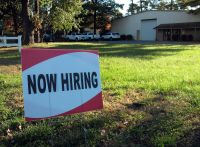 Resignation A now hiring sign outside a business nj,usa,voorhees township