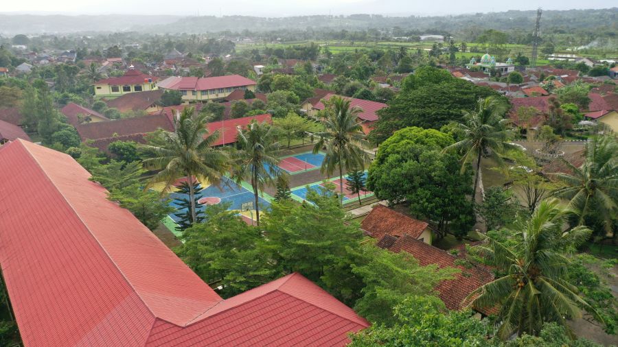 Green school Main ceremonial field (Basketball court and volleyball court) state vocational high school 1 cibadak,west java,indonesia