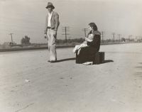 migrants rescue Young family, penniless, hitchhiking on U.S. Highway 99, California. The father, twenty-four, and the mother, seventeen, came from Winston-Salem, North Carolina, early in 1935
Photographer Dorothea Lange history,migrants,family