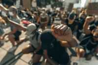 Political event A fist raised in solidarity for George Floyd (IG: @clay.banks) current events,humanity,charlotte