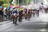 Cycling fans Tour de France peloton in rainy weather. race,competition,tour de france