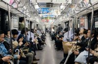 Passengers A busy subway ride in Tokyo, Japan. train,subway,tokyo