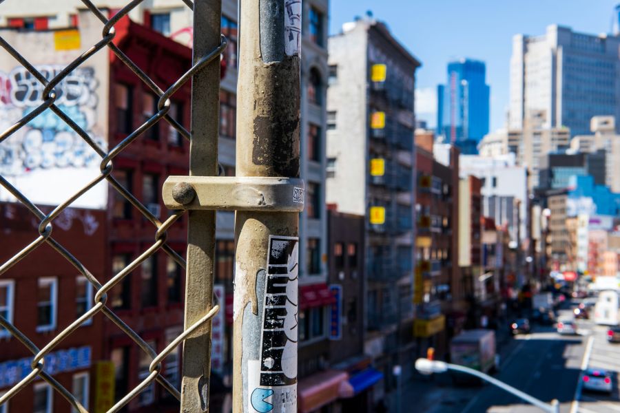 Cityscape street View of China Town walking across the Manhattan Bridge city,new york,urban